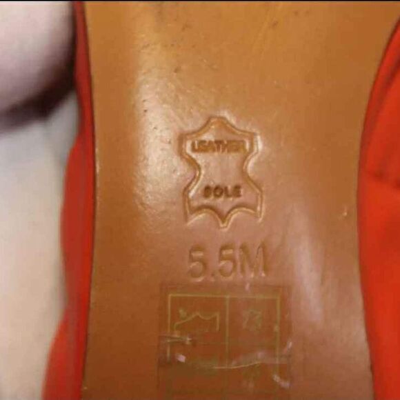 Tory Burch Designer Sedgewick Orange Ballet Flat Womens Leather Shoes Size 5.5 M - Picture 9 of 10